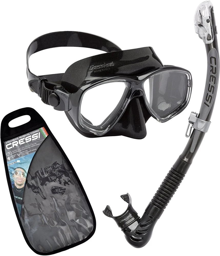 Cressi Marea And Alpha Ultra Dry Mask And Snorkel Set Black